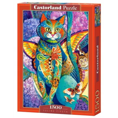 Puzzle 1500 elementów Kot kolorowy Feline Fiesta