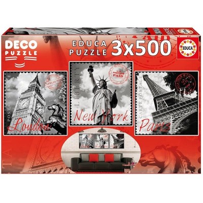 Puzzle 3x500 elementów Big Cities