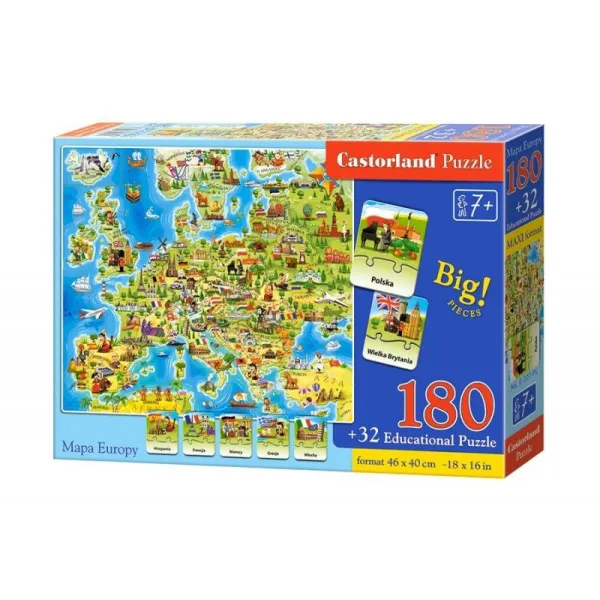 Puzzle 180 elementów Mapa Europy