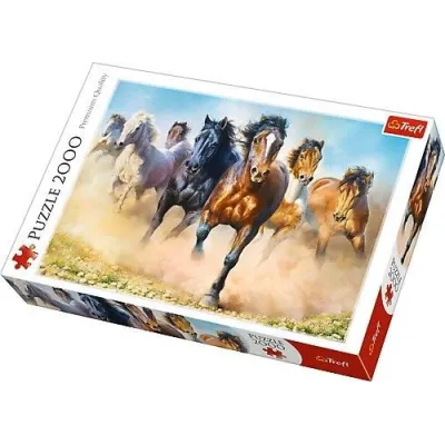 Puzzle 2000 elementów Galopujące stado koni
