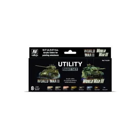 Zestaw farb Vallejo 70201 Acrylic Colors Utility WWII i WWIII 8 farb