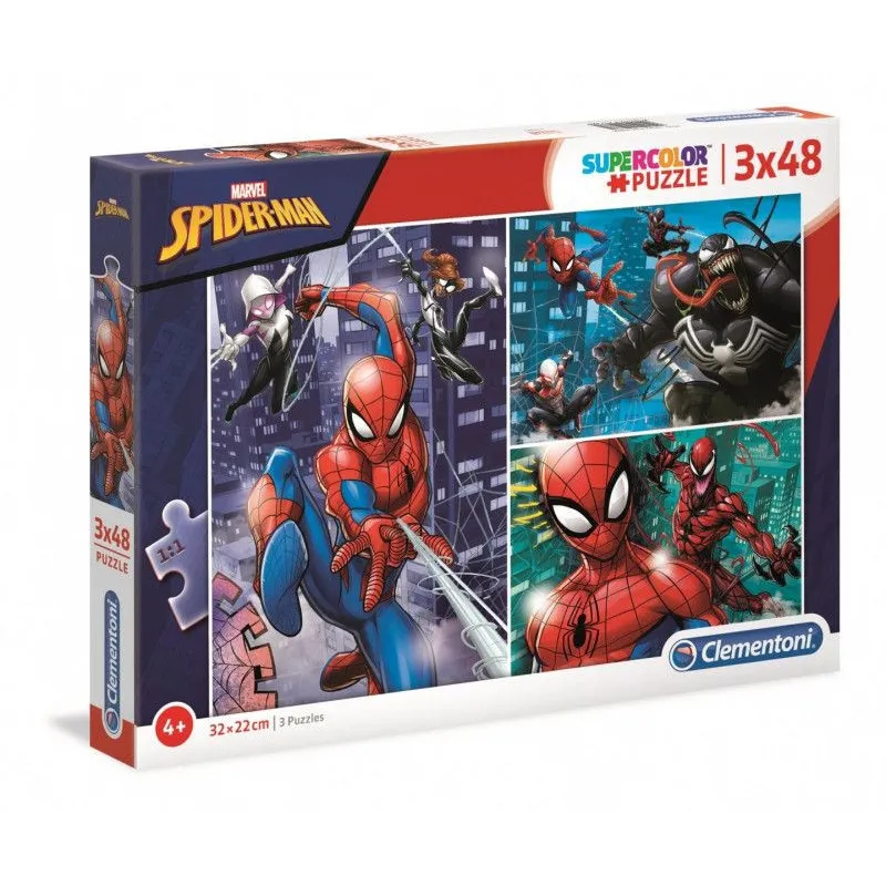 Puzzle 3x48 elementów Super Kolor Spider-Man