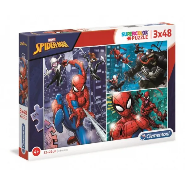 Puzzle 3x48 elementów Super Kolor Spider-Man