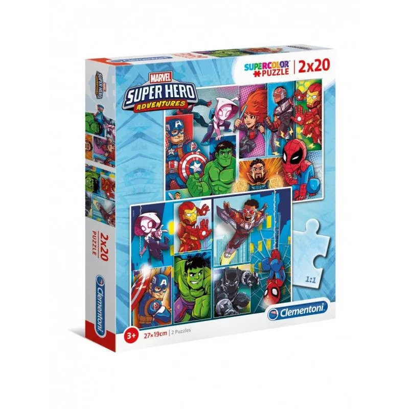 Puzzle 2 x 20 elementów Super Kolor Marvel Superbohaterowie