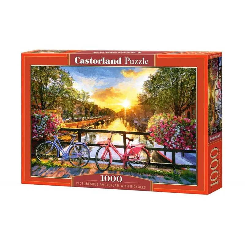 Puzzle 1000 elementów Malowniczy Amsterdam z rowerami
