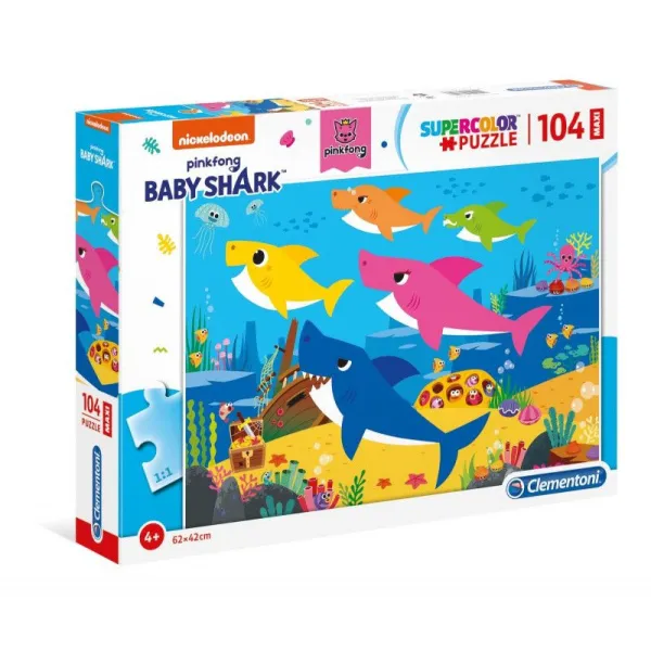Puzzle 104 elementy Maxi Superkolor Baby Shark