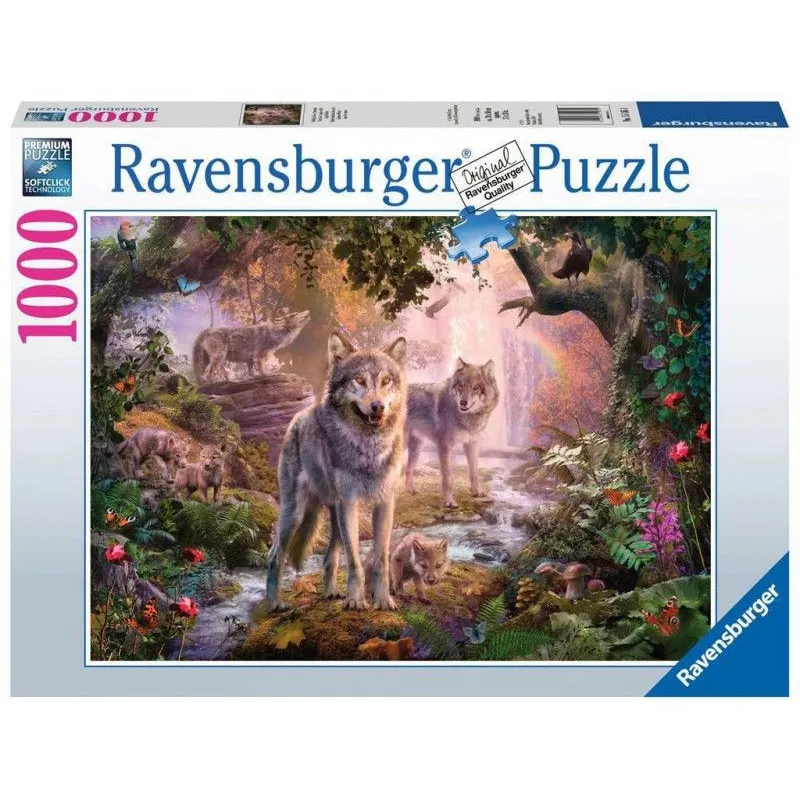 Puzzle 1000 elemetów Rodzina wilków latem