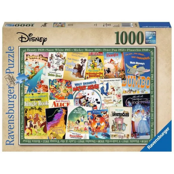 Puzzle 1000 elementów Stare plakaty z filmów Disney