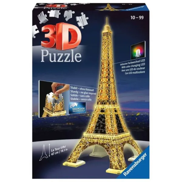 Puzzle 216 elementów 3D Wieża Eiffla Nocą