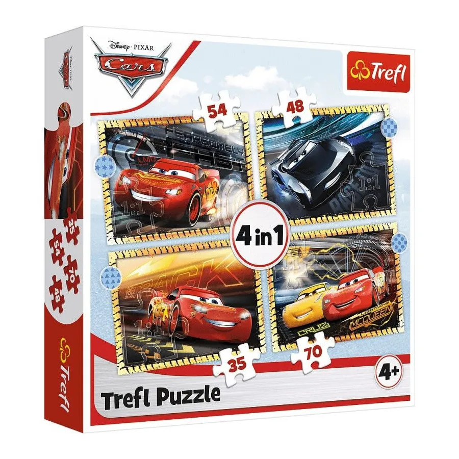 Puzzle 4w1 Do startu gotowi start Auta Cars 3
