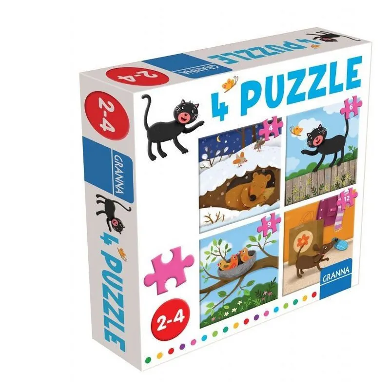 Puzzle z kotem 4 ,6,9,12 elementów