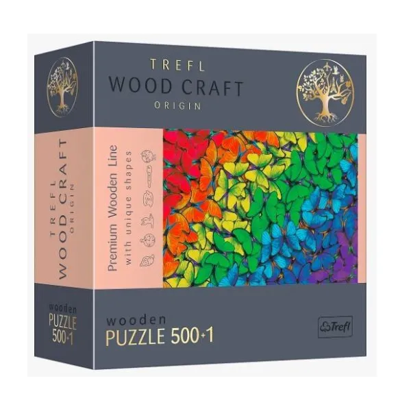 Puzzle drewniane 500 elementów Tęczowe motyle