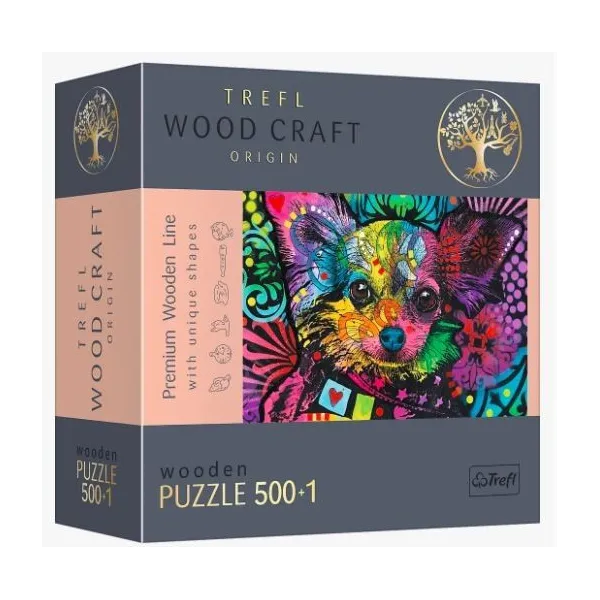 Puzzle drewniane 500 elementów Kolorowy szczeniak