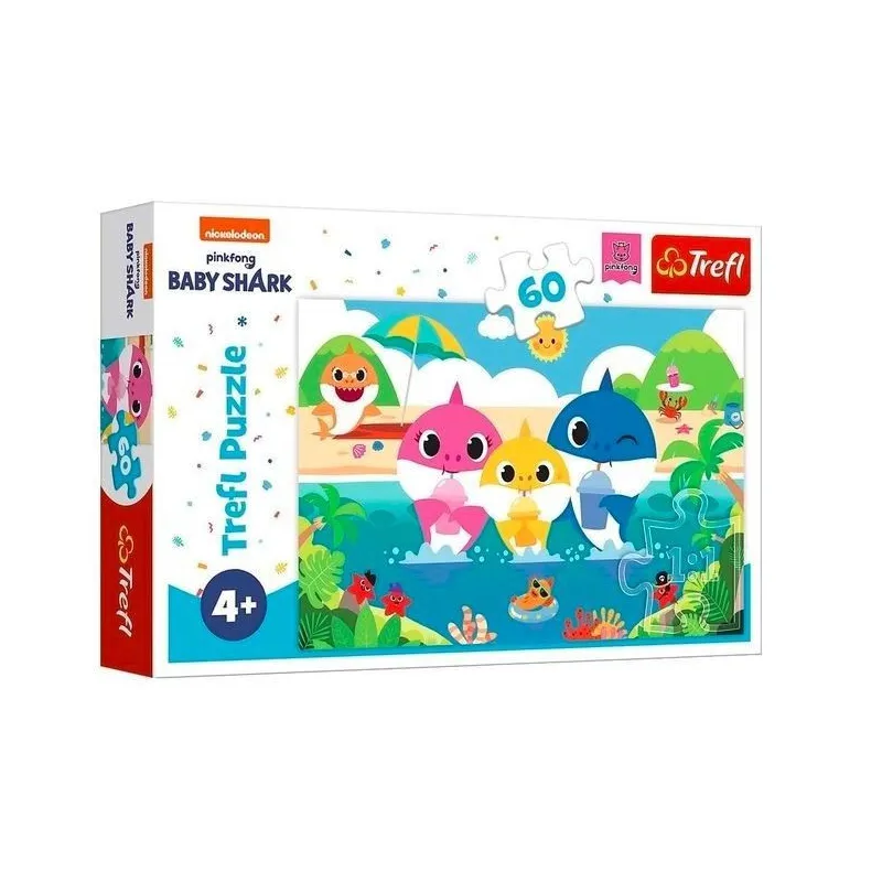 Puzzle 60 elementów Rodzina rekinów na wakacjach Baby Shark