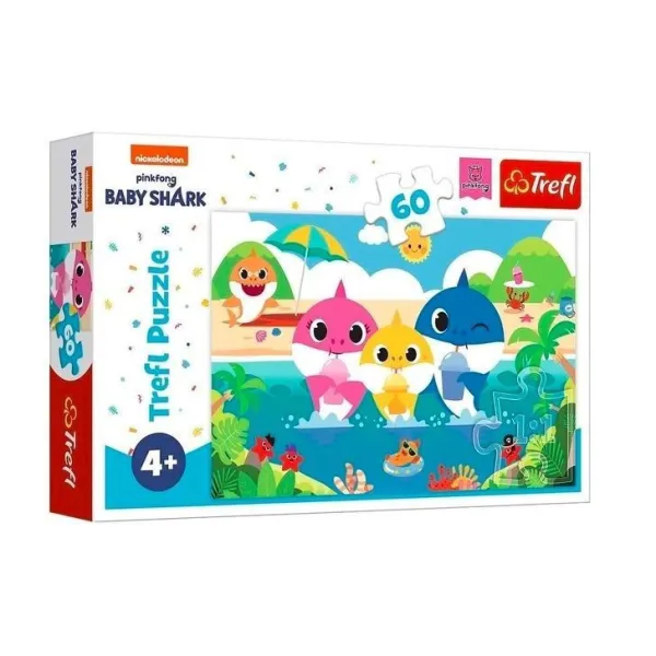 Puzzle 60 elementów Rodzina rekinów na wakacjach Baby Shark