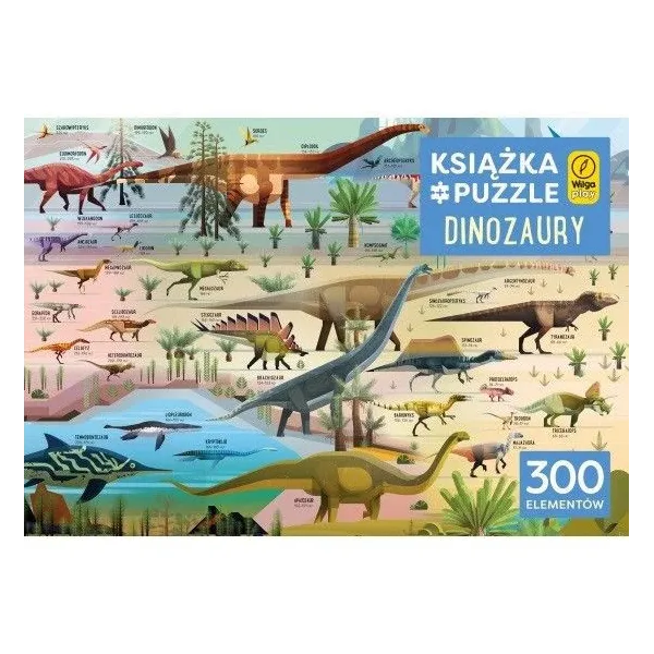 Puzzle 300 elementów + Książka - Dinozaury