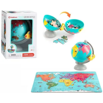 Puzzle drewniane Mapa świata w globusie Top Bright