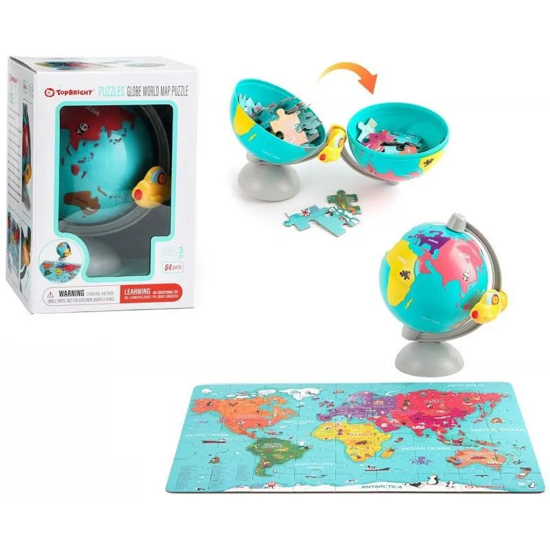 Puzzle drewniane Mapa świata w globusie Top Bright