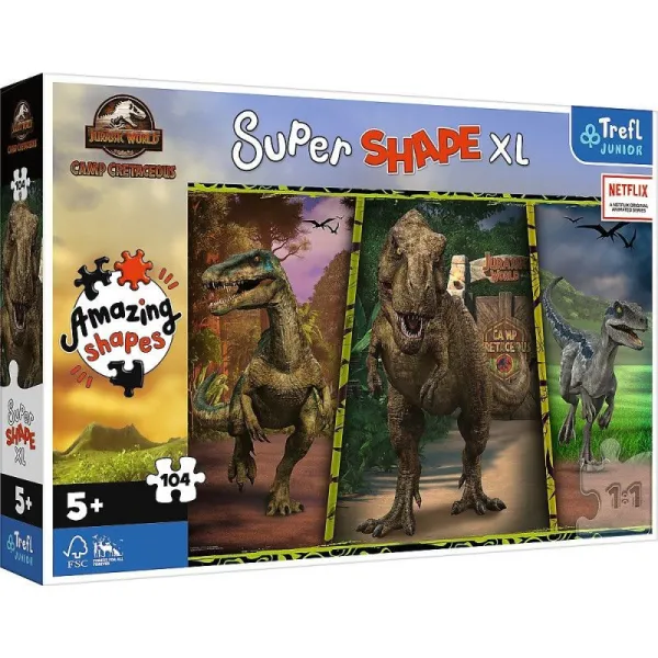 Puzzle 104 elementy XL Super Shape Dinozaury Jurassic World