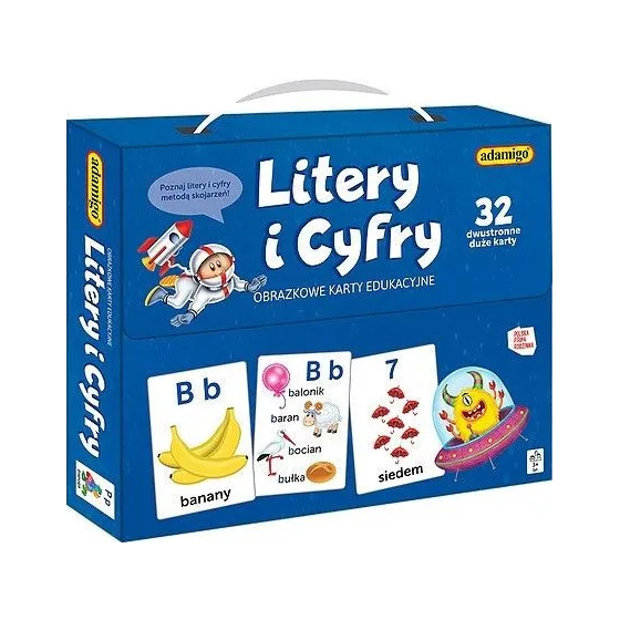 Gra Litery i Cyfry obrazkowe karty edukacyjne