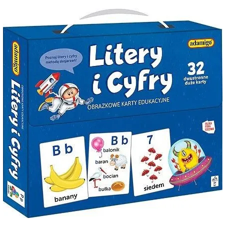 Gra Litery i Cyfry obrazkowe karty edukacyjne