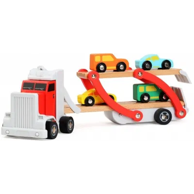 Laweta drewniana z samochodami