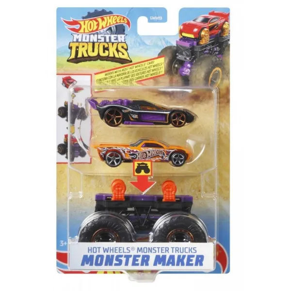 Pojazdy Monster Truck Mix fioletowy i żółty