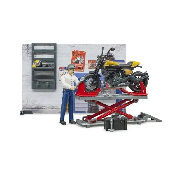 Zestaw Warsztat naprawy motocykli z Ducati i figurką
