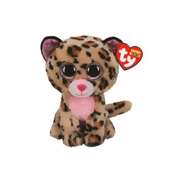 Maskotka TY Leopard brązowo-różowy Livvie 15 cm