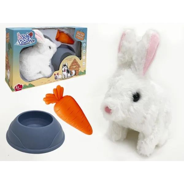 Maskotka interaktywna Króliczek biały z akcesoriami na baterie 17 cm