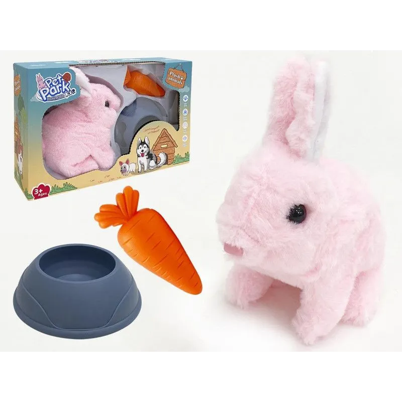 Maskotka interaktywna Króliczek różowy z akcesoriami na baterie 17 cm