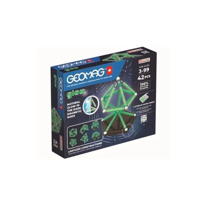 Klocki magnetyczne Glow Recycled 42 elementy
