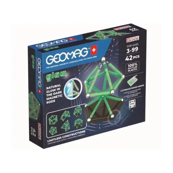 Klocki magnetyczne Glow Recycled 42 elementy