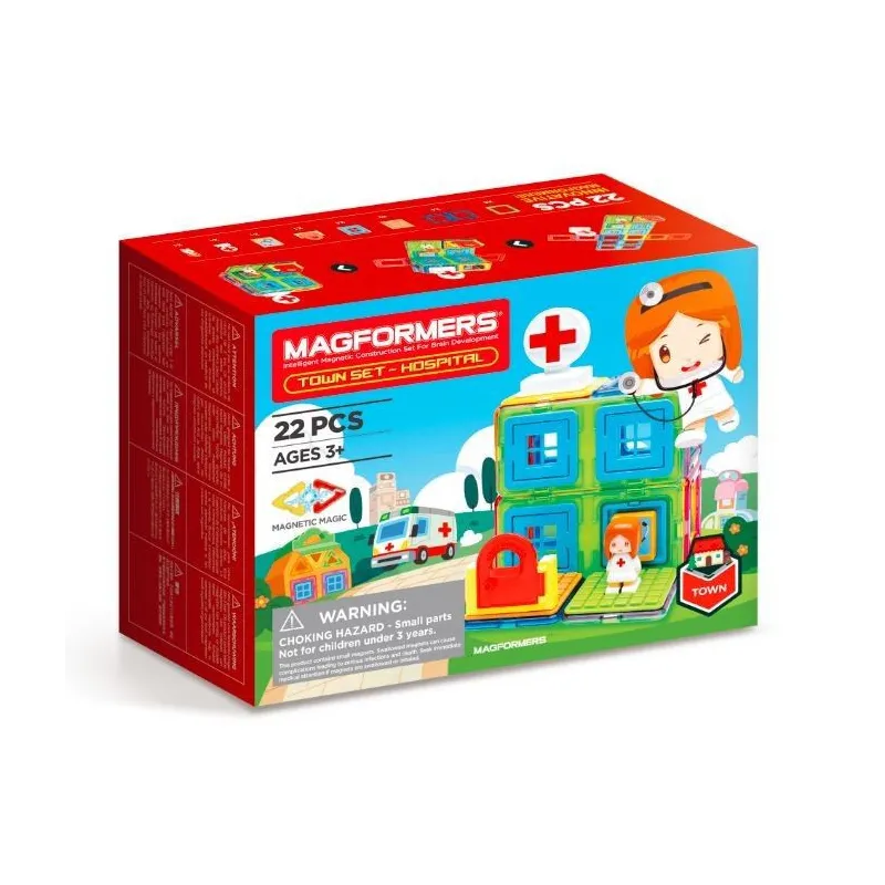 Zestaw klocków magnetycznych Miasto - Szpital 22 elementy