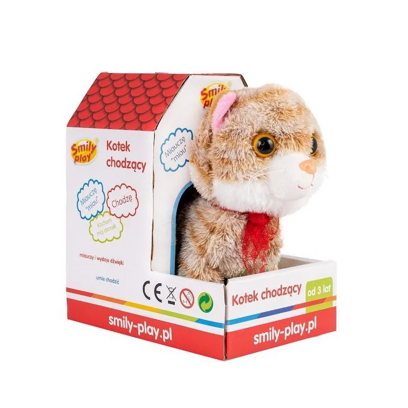 Maskotka interaktywna Kotek chodzący brązowy