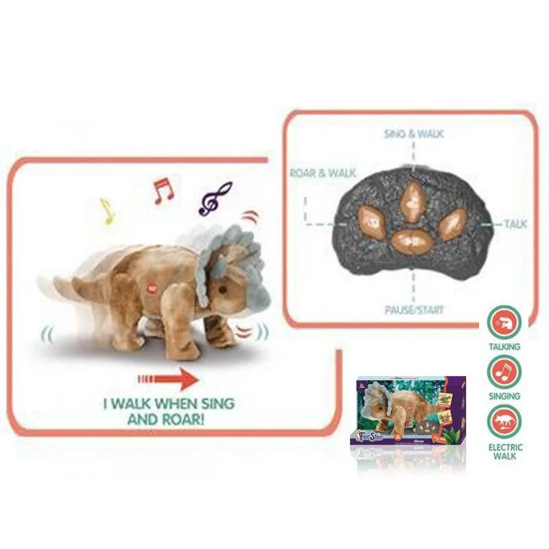 Interaktywna maskotka Dino brązowy R/C światło, dźwięk, chodzi