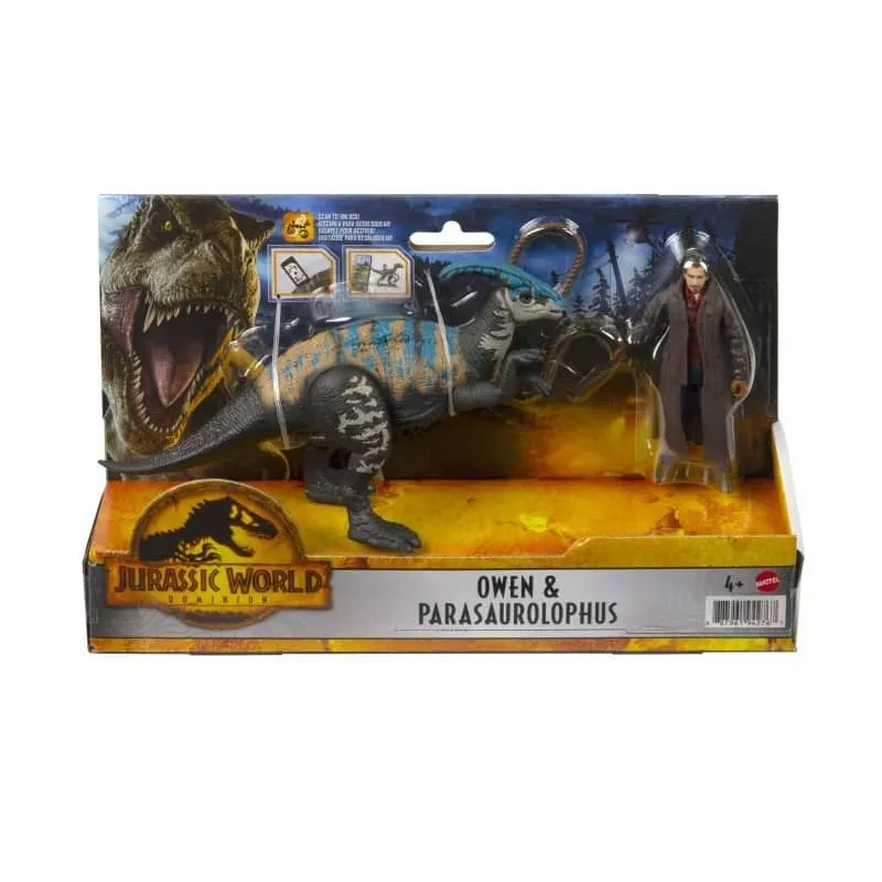 Zestaw figurek Jurassic World Człowiek + dinozaur, Parazaurolof