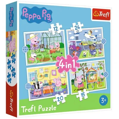 Puzzle 4w1 Wspomnienia z wakacji Peppa