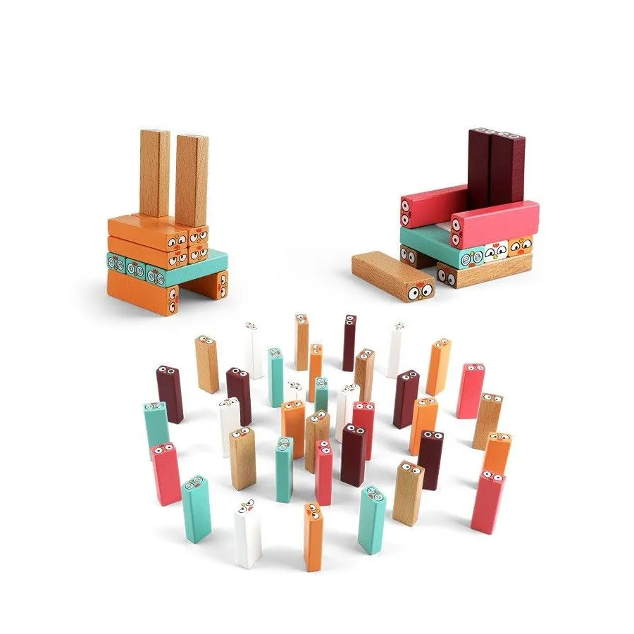 Gra wieża drewniana z kurkami