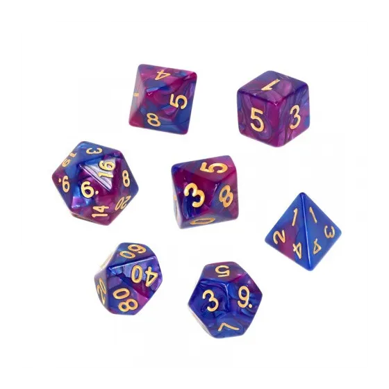 Komplet kości REBEL RPG - Dwukolorowe - Ciemnoniebiesko-purpurowe