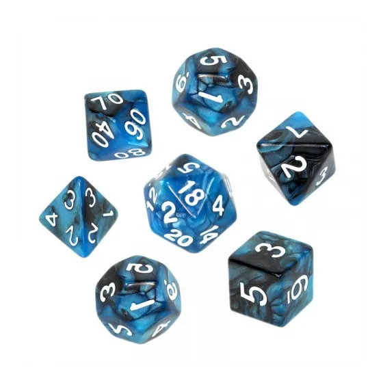 Komplet kości REBEL RPG - Dwukolorowe - Czarno-niebieskie