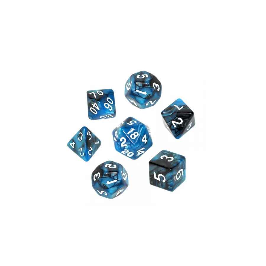 Komplet kości REBEL RPG - Dwukolorowe - Czarno-niebieskie