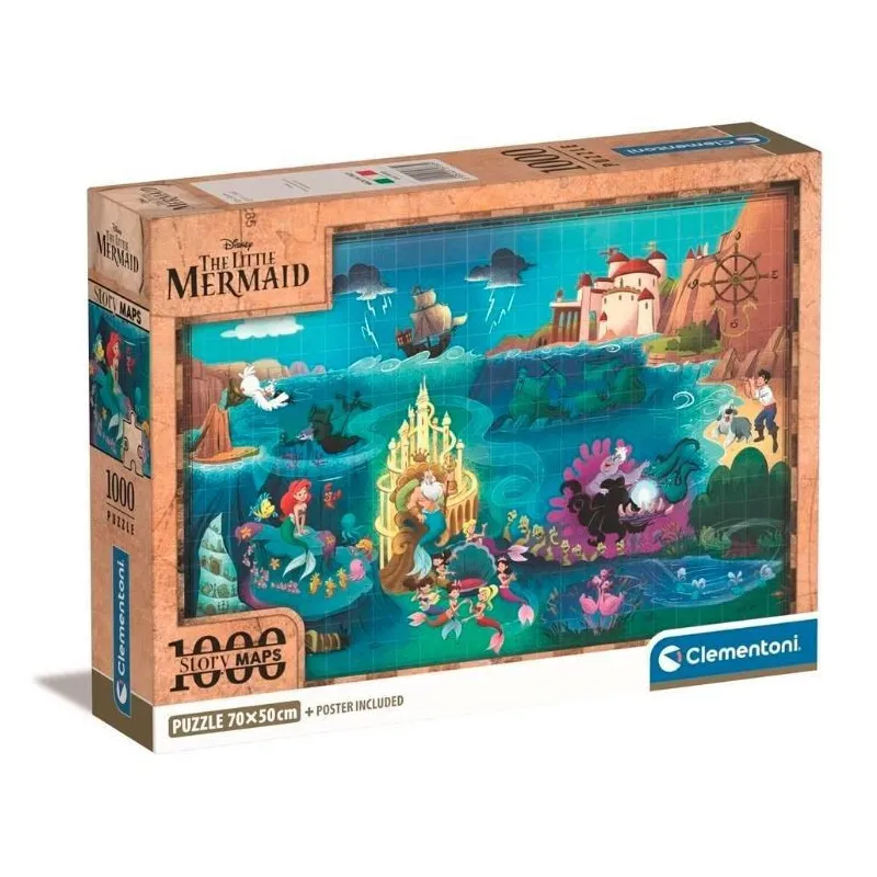 Puzzle 1000 elementów Compact Disney Maps Little Mermaid
