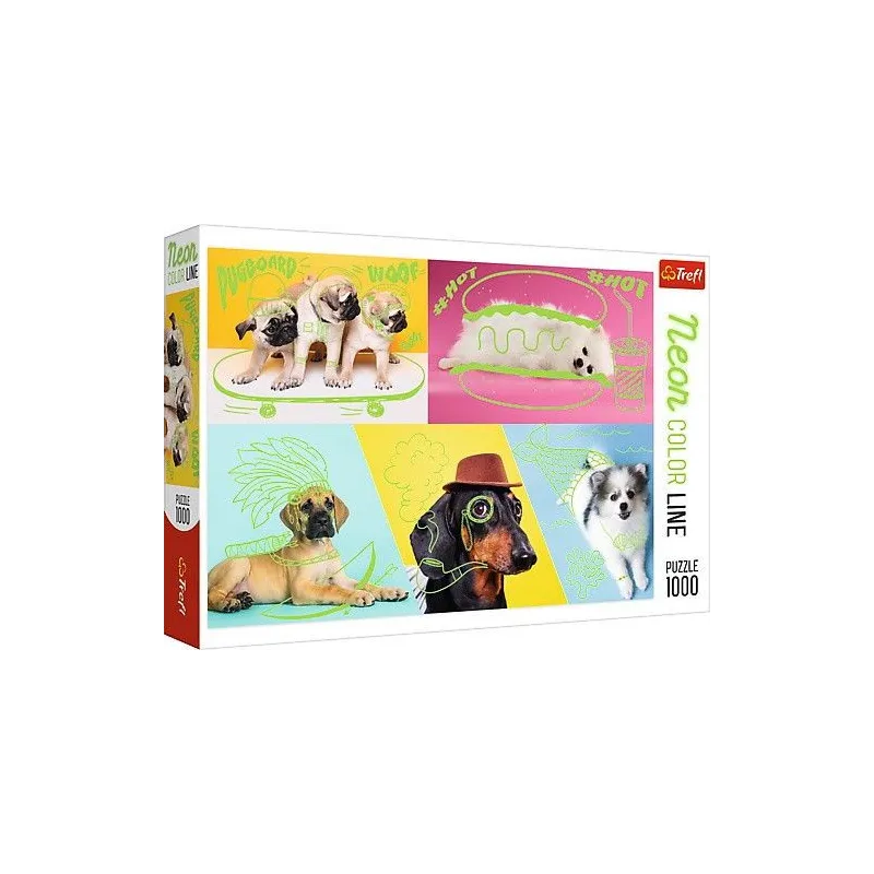 Puzzle 1000 elementów Neon Color Line - Odlotowe psy