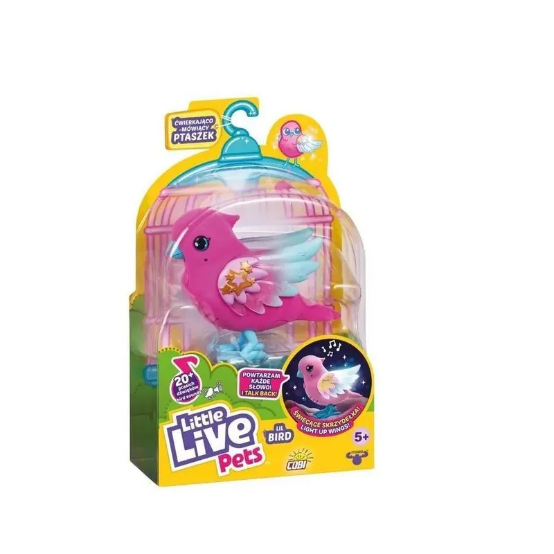 Ćwierkająco-mówiący świecący ptaszek różowy Little Live Pets