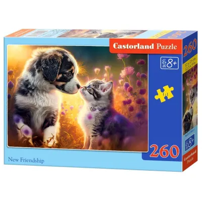 Puzzle 260 elementów Kotek, piesek nowa przyjaźń