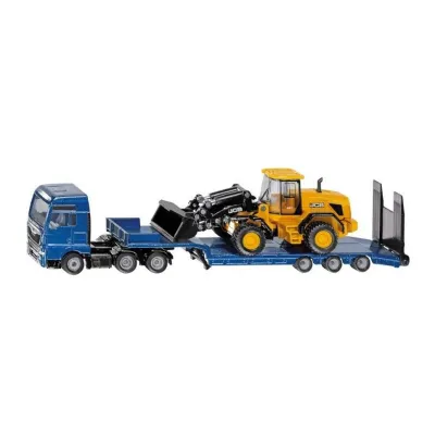 Ciężarówka MAN z lawetą i ładowarką kołową JCB