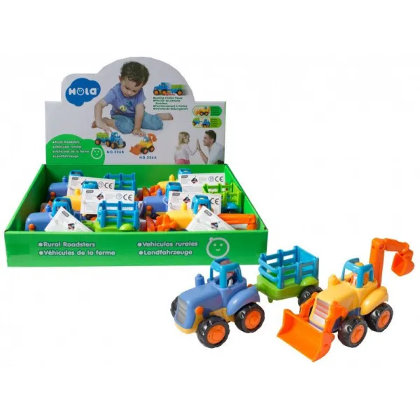 Traktorek, koparka z przyczepą