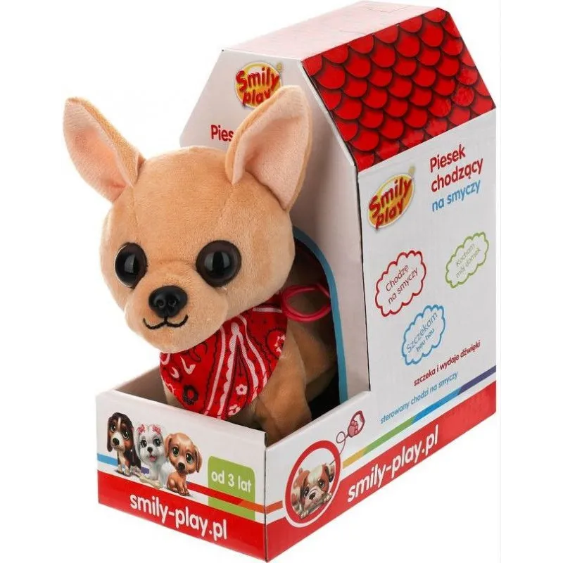 Maskotka interaktywna Piesek chodzący na smyczy, stojące uszka