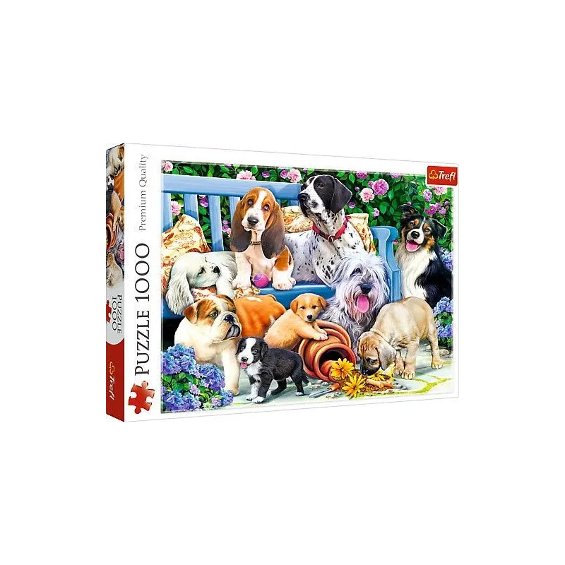 Puzzle 1000 elementów - Psy w ogrodzie
